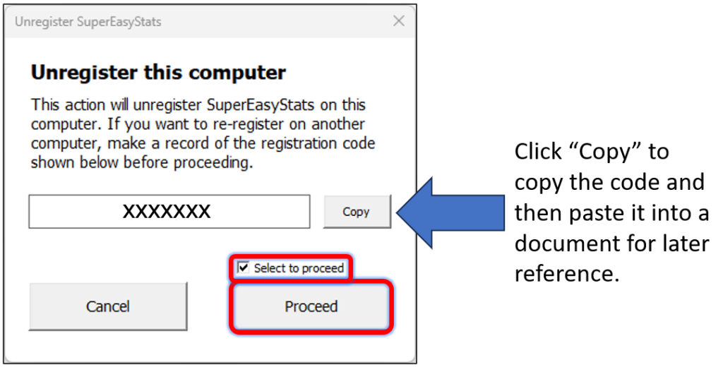 SuperEasyStats Unregister dialog