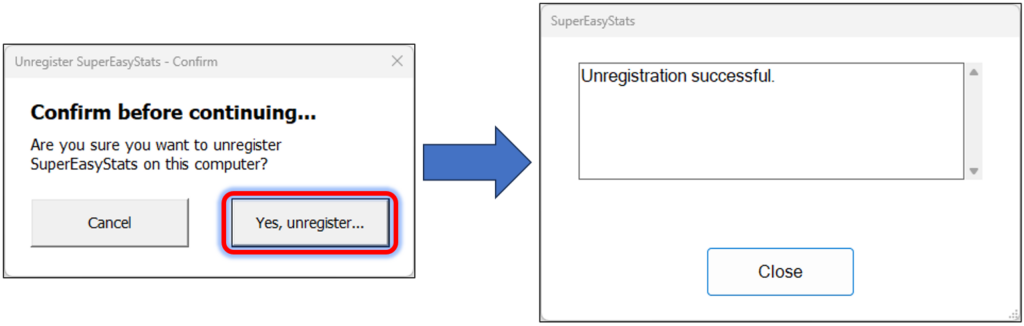 SuperEasyStats confirm unregister dialog